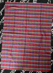 VTG 1 Yd 45X33″ Navy Blue Green Red Yellow PLAID Print Cotton QUILT FABRIC