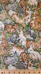 Cute 100% cotton fabric bunnies spring Easter 42″ wide x 1-1/8 yard