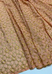 Blush Pink Gold Swiss Voile Lace| Floral Lace Embroidery| Sold by 5 Yards.