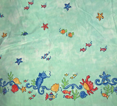 Novelty Under the Sea Border Print Seahorse Scallops Starfish Coral & Fish BTHY