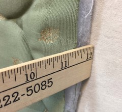 Green Quilted Fabric Square & Solid Pale Yellow Batting Attached Lot 2 Crafts