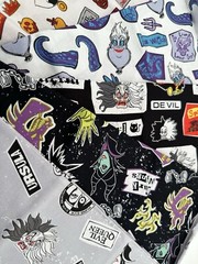 Lot 5 FAT QUARTERS Disney Villains Fabric Maleficent Cruella Ursella Evil Queen
