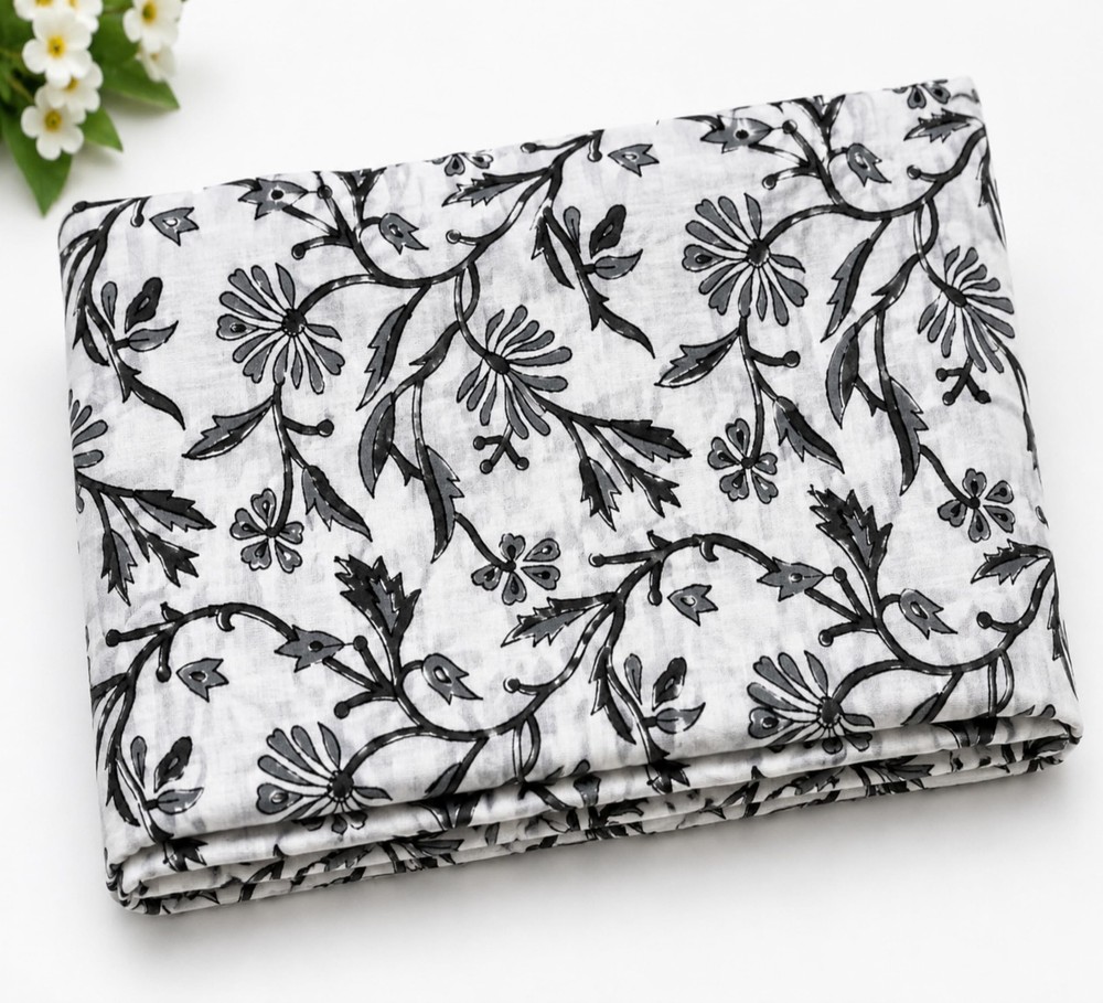 Indian Hand Block Print 60/60 100% Cotton Fabric by The Yard, Lightweight Flo…