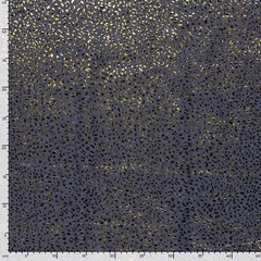 1m x 1.48m Jeans Fabric Foil Print Dark Blue Leopard Print Gold