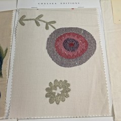 Chelsea Editions Embroidered Fabric Samples Lot of 8 Linen Textile Swatches