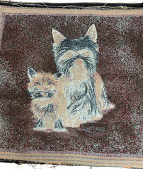 Yorkie Tapestry Fabric ( ONE PANEL ) Robert J May Artwork, Art=~17.375” x 15.75”
