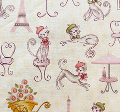 Paris Cats Cotton Fabric Benartex Sewing Quilting Craft France Pink 1 Yd x 44″