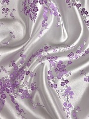Kori LAVENDER Plum Blossom Floral Brocade Chinese Satin Fabric for Cheongsam/Qi