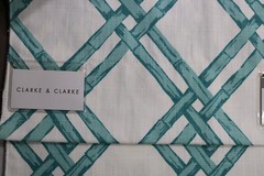 Clarke & Clarke Fabric Remnant 25″x33″ Bhutan: Color, Jade UK Cotton Linen