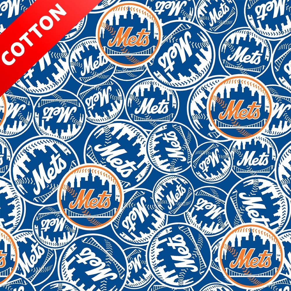 New York Mets MLB Cotton Fabric – 58″ Wide – Sold by The Yard & Bolt