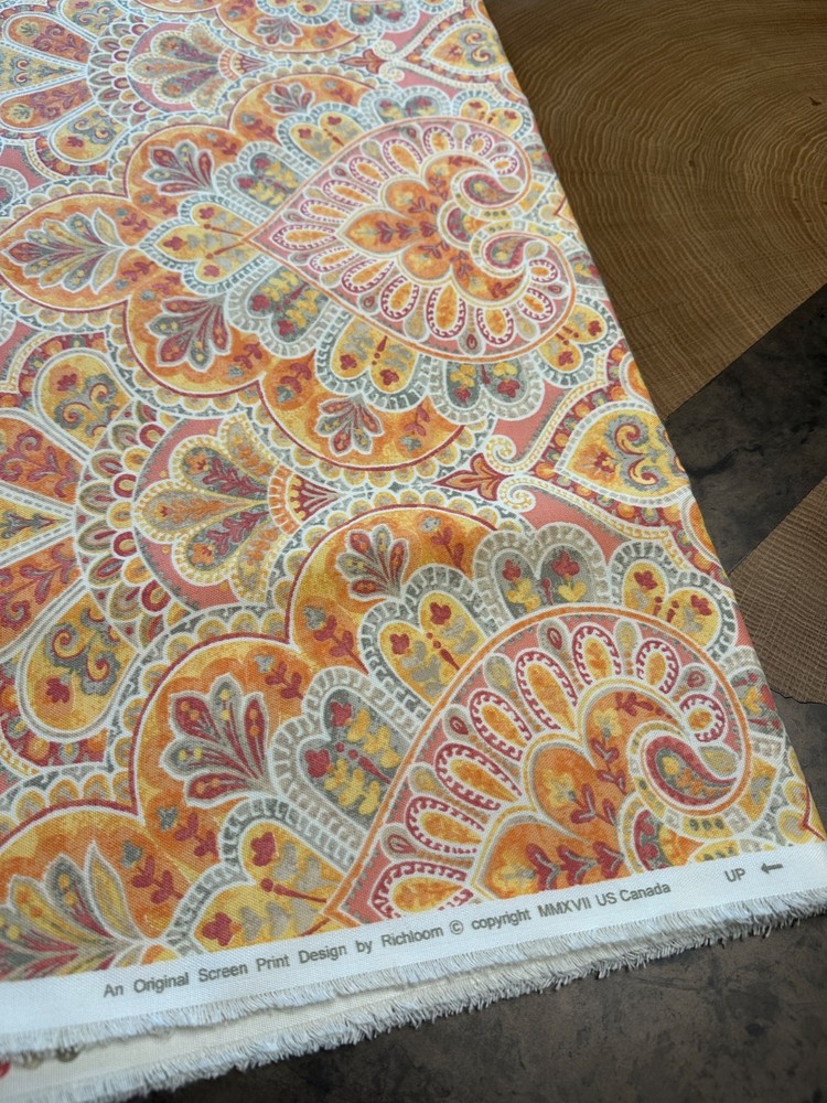 RICHLOOM FLORAL SCREEN PRINT FABRIC REMNANT SEWING PROJECT 1.5 YD X 54″