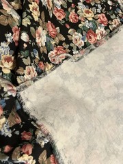 Peter Pan Fabrics Florals Black Chintz Cotton Fabric 60”x 3 Yards Vintage