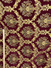 BURGUNDY GOLD Damask Chenille Upholstery Brocade Fabric (54 in.) Sold BTY