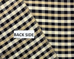 DUPIONI SMALL CHECK BLACK CREAM BEIGE 100% SILK MULTIPURPOSE FABRIC BY YARD 54″W
