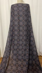 100% High Quality Silk Batiste Geometric Tile Blue Print Fabric By 56″ Wide