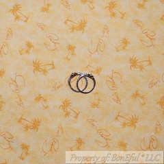 BonEful Fabric FQ Cotton Quilt VTG Yellow Elvis Presley Music Island Palm Tree S