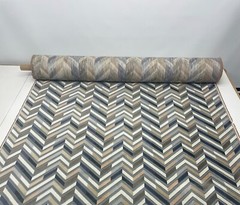 BRENTANO PANDORA SPHINX CHEVRON VELVET GRAY BEIGE UPHOLSTERY FABRIC BY YARD 50″W