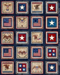 Patriotic Fabric Star Flag Eagle RETIRED Navy Indivisible Cotton QT By Yard