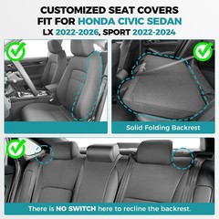 Seat Covers for Honda Civic Sedan Sport 2022 2023 2024 & LX 2022-2026, Custom…