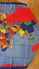 World Map By Fabric Traditions 59” X 35” Vintage 1998