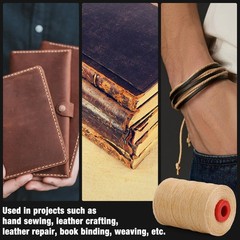 BUTUZE Waxed Thread, 550Yards Leather Thread for Hand 500M, Natural color