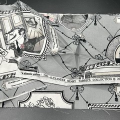 2011 Alexander Henry Fabrics Ghastlies “Ghastlie Gallery” on Grey – 7.5″ by 44″