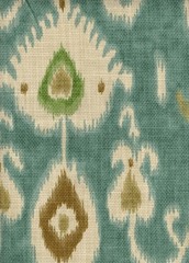 3.75 Yds Portfolio Fabric Aqua Brown Gold Ikat Basketweave Drapery Upholstery