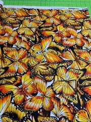 Fabric Butterfly Wings Monarch on White KAUFMAN Cotton 1/4 yard SRKD-18708-130