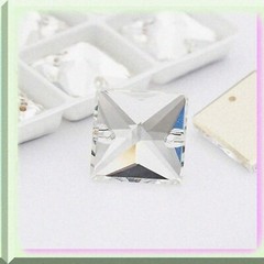 50 Clear Square Rhinestone Beads 12mm