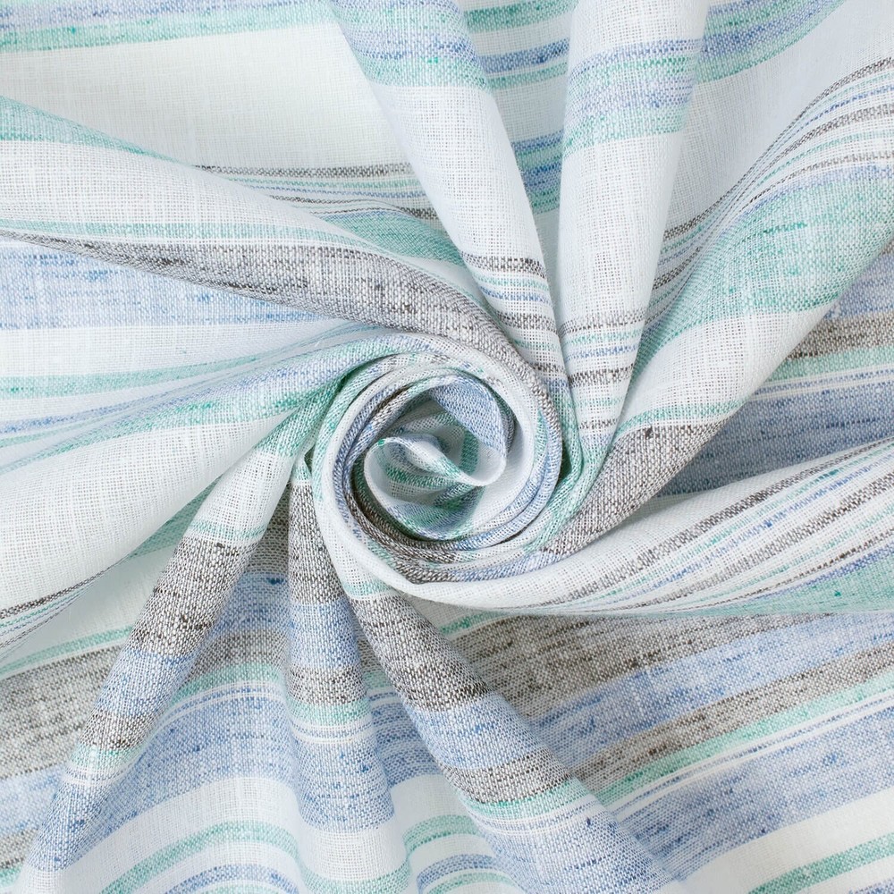 Multi Stripe Polyester Cotton Linen-Look (57/58 Inch) Fabric By The Yard