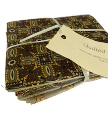 Quilted Twins Taupes with Green (5) Fat Quarter Bundle
