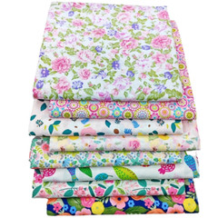 CraftsFabrics 8Pcs Floral Precut Fabric Square Sheets for Quilting, Crafting