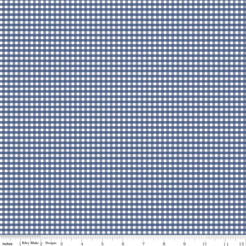 Fat Quarter Riley Blake Small Gingham 1/8″ Check Denim Blue Quilting Cotton