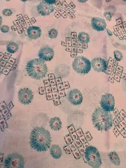 VTG 36″wide Florals of Turquoise Squares & Dots BATISTE Voile Dolls BTHY