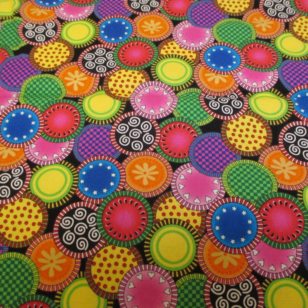 Cotton Fabric Smith Milligan Possibilities For Avlyn Colorful Circles 1yd 5″