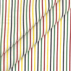 Rainbow Striped Cotton Fabric by the Yard 58W | Green Red Yellow Navy White