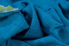 Luxury Reversible Double Face Linen Cotton Shirt Fabric Green Blue 210g 2.4m