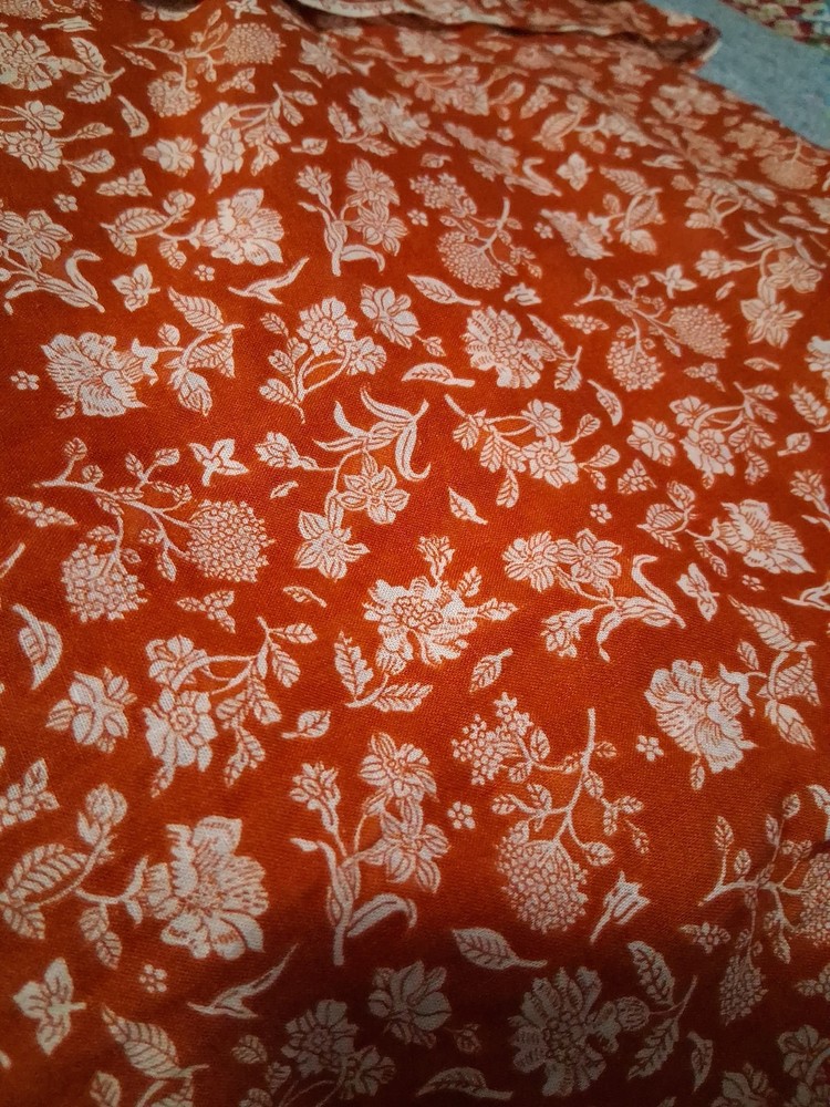 Vintage Galleon Fabric Inc Red Flowers Thin Fabric 130 By 36