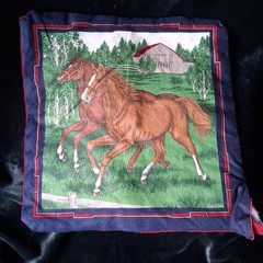 Vintage Horse Mare Colt Foal 2 Cotton Pillow Covers Cranston Fabric 12″x12″
