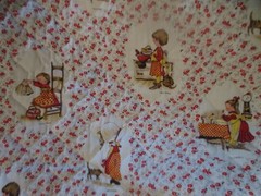 VTG Holly Hobbie Fabric American Greetings Red White Yellow 6 yds x 42 in
