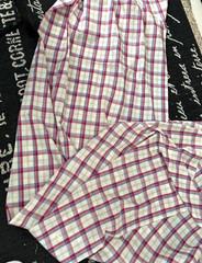 Vtg 3 1/3 Yd 62X118 Beige Cream White Red Blue Purple PLAID Cotton Quilt FABRIC