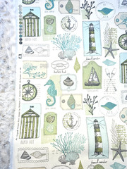 Richloom Solarium Outdoor Fabric – Coastal Spa Nautical Beach- 4 Yds X 45″W RARE