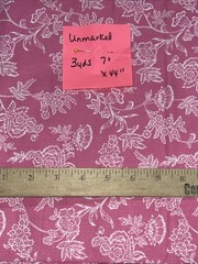 3 Yards x 44” Unmarked Cotton Fabric Material Bubblegum Pink w/ White Floral