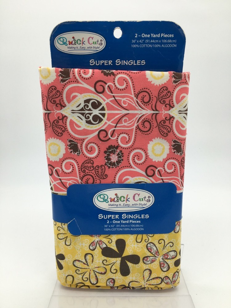 Fabric Quick Cuts Super Singles 36” X 42” Two One Yard Pieces Crafting/Sewing
