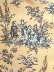 Mustard Yellow Toile de Jouy Fabric – French Country Pastoral Print Home Decor