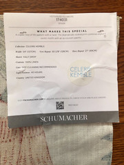 Celerie Kemble SCHUMACHER Hothouse Flowers 16 1/2″ Linen Fabric Sample