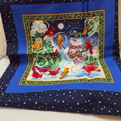 4 -Cotton Christmas Snowman Panels Quilt Blocks VIP Cranston Pillow Or Lap Quilt