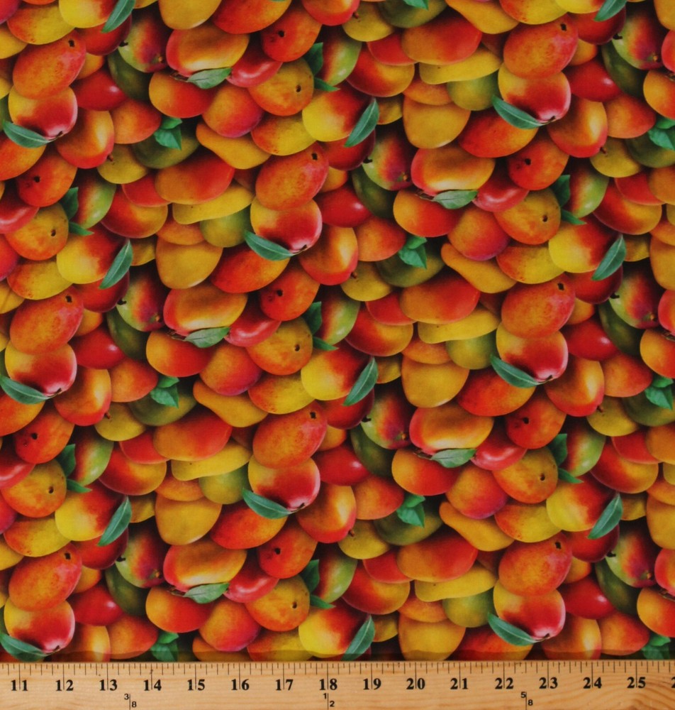 Cotton Mangos Tropical Fruit Kitchen Food Festival Fabric Print BTY D571.73