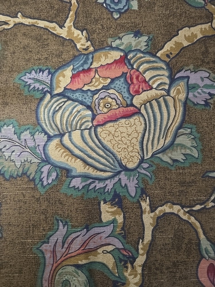 Vtg Screen Print Fabric Floral Retro Boho John Wolf Decorative 1 Yard 18 In.