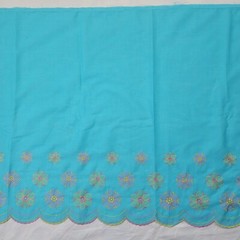 Light Blue Pastel Floral Embroidered Fabric Scalloped Border Edge 23″ x 6.5 Yds